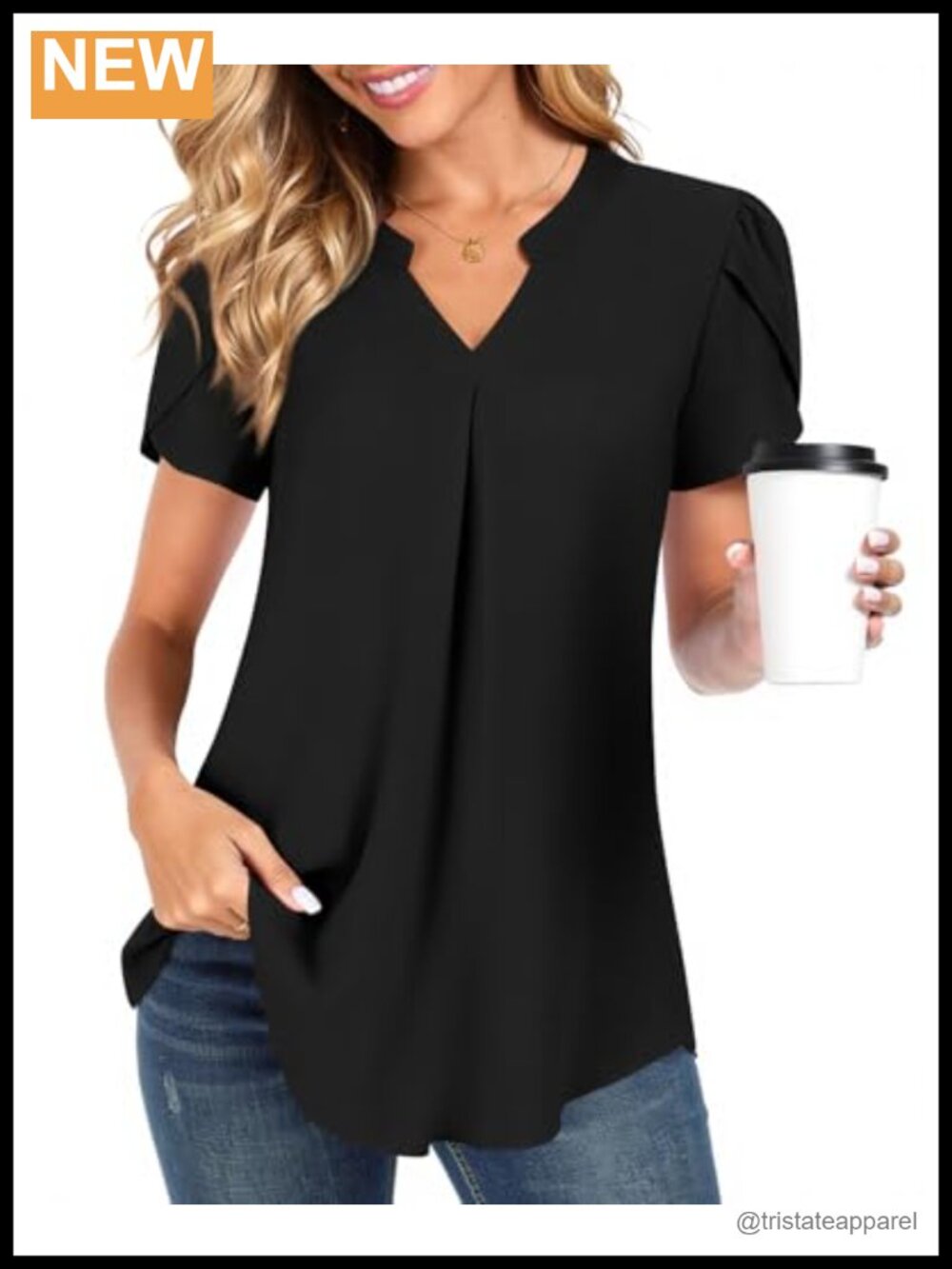 Womens Chiffon Blouse Short Sleeve V Neck Tunic Top for Leggings